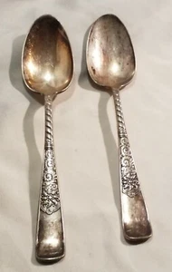 Vintage 1847 Rogers Bros XII Replacements Set Of 2 Silverplated Serving Spoons - Picture 1 of 12