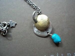 Silpada Sterling Silver Turquoise Brass Necklace N1835 