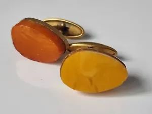 Cufflinks OLD NATURAL BALTIC AMBER EGG YOLK 8 gr - Picture 1 of 9