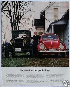 33 Years later, he got the bug 1963 Volkswagen/ Model A Ford Ad - Picture 1 of 2