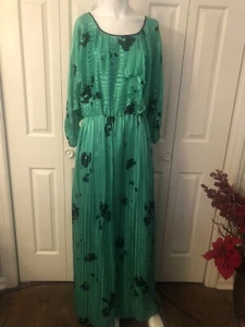 Hanae Mori Vintage langes Kleid Tokyo Harajuku Boutique 80er Jahre grün TOP - Bild 1 von 11