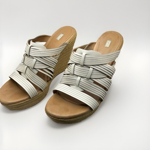 Sandali donna UGG Australia Melinda bianchi con zeppa e cinturino taglia 9 1010216