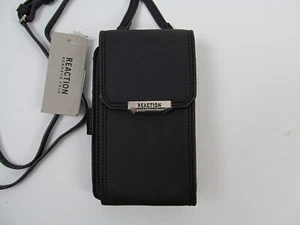 Kenneth Cole Reaction Trooper Wallet Black Crossbody Strap New LIGHT SHELF WEAR - Picture 1 of 6