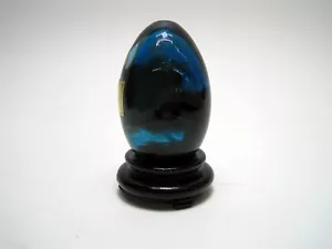 Large VETRO ARTISTICO MURANO ART GLASS Blue Swirls Egg Paperweight - Picture 1 of 4