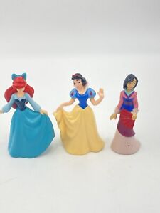 Disney Mixed Lot 3 Princess Figures Mulan Snow White & Ariel 3” PVC Cake Toppers