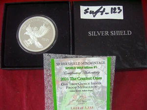 *IN STOCK* 2021 Silver Shield Minimintage The Craziest Ones 1oz Fine Silver COA - Picture 1 of 4