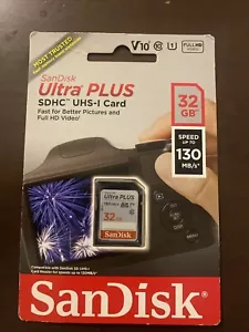 SanDisk 32gb Ultra PLUS SDHC UHS-I Memory Card - New In Unopened Package - Picture 1 of 1