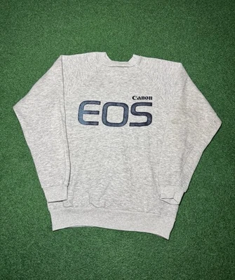 Sudadera De Colección Años 80 Cannon Eos 35mm Cámara Promo Med 18.5x24 Gris Cuello Redondo Foto 1 de 4