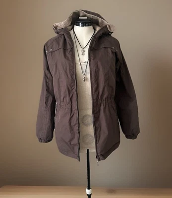 Abrigo Free Country Mujer con Capucha Cremallera Talla S Marrón Reversible Gorpcore Foto 1 de 4