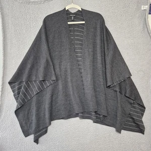 Poncho Eileen Fisher Mujer OS Gris Blanco Rayas Mantón Envolvente Lana Merino - Imagen 1 de 5