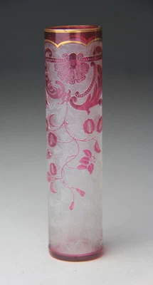 Impresionante jarrón antiguo de baccarat grabado al ácido de arándano 5,75" H Foto 1 de 4