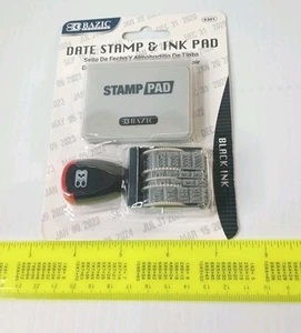 BAZIC -Date Stamp & Ink Pad, Black Ink 6301 New In Pack Supplies,Sello De Fecha - Picture 1 of 8