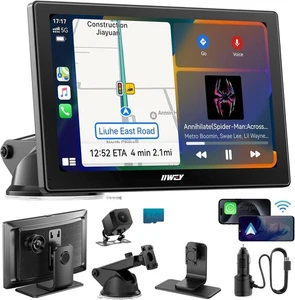 IK5 9" Wireless CarPlay & Android Auto Screen with 4K Dash Cam & Backup Camera - Picture 1 of 9