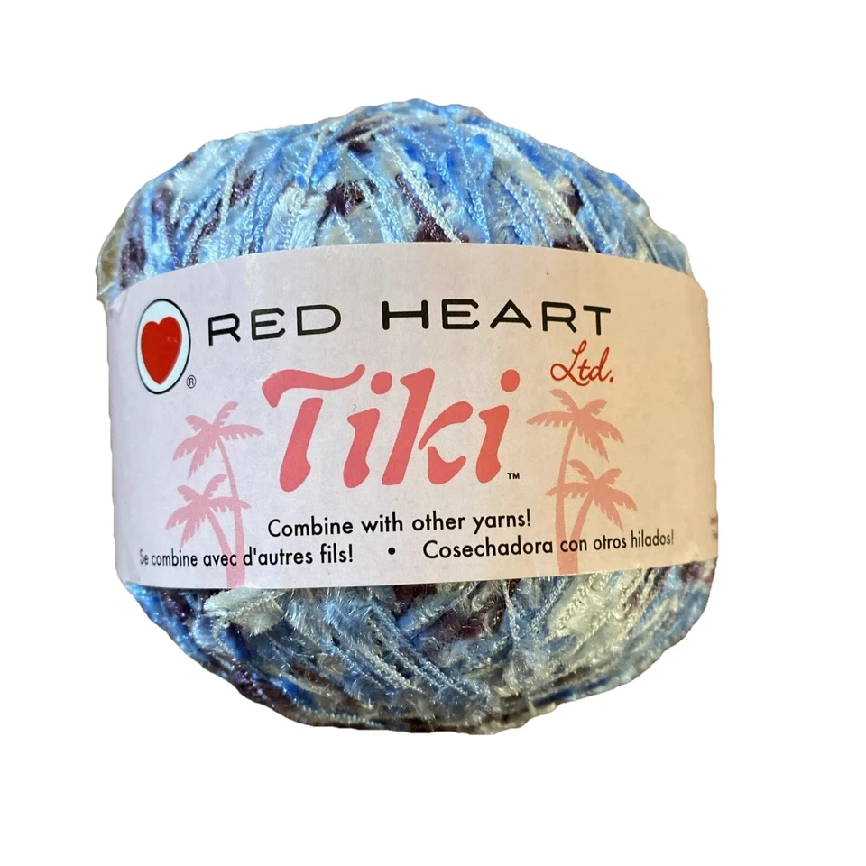 1 Skein Tiki Yarn Red Heart 1.76 oz Color 3826 Sky 100% Nylon - Image 1 of 2
