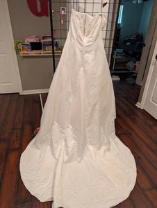 Abito da sposa Merry Max bianco donna taglia 14 treno perle perline senza spalline - Foto 1 di 6