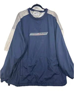 Chaqueta cortavientos Y2K Tommy Hilfiger Athletics XXL forrada azul y blanco Foto 1 de 4