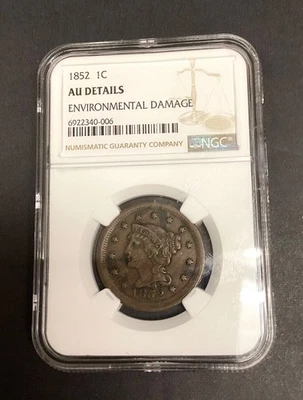 NGC 1852 One Cent AU Details Environmental Damage - Image 1 of 4