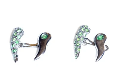 Gemelos Delphina Delettrez para hombre esmeralda en plata de ley oscurecida Foto 1 de 4