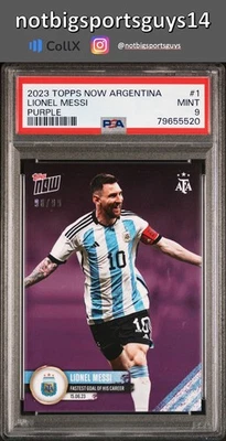 2023 Topps Now Argentina #1 Lionel Messi Purple PSA 9 - Image 1 of 2