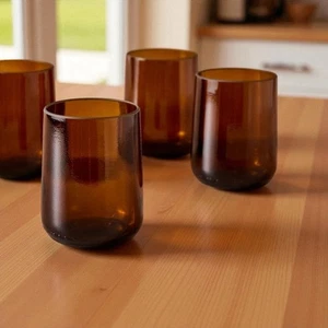 Upcycling Glas Becher Set | 8 Unzen Bernstein - Bild 1 von 4