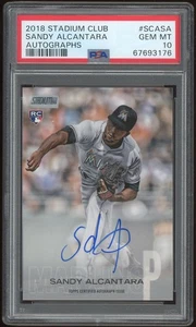 Sandy Alcantara 2018 Topps Stadium Club RC Auto #SCA-SA Rookie Autograph PSA 10 - Picture 1 of 2