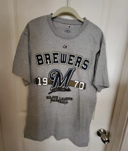 Camiseta MAJESTIC MILWAUKEE BREWERS 1970 Gris Algodón Poliéster Hombre Talla M - Imagen 1 de 2