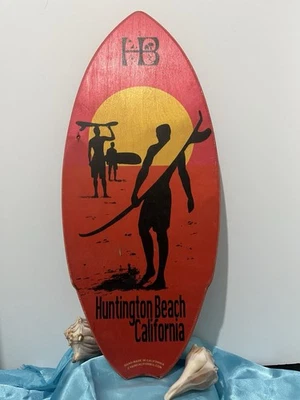 Decorative Mini Wooden Surf Board Huntington Beach California  20" L by 8.5"🔥 - Image 1 of 4