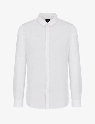 Armani Exchange Camicia Cotone Stretch Logo Tono Su Tono Bianco - Taglia S Uomo - Immagine 1 di 2