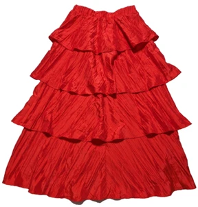 SHOW ME YOUR MUMU Full Swing Candy Red Crinkle Tiered Maxi Skirt - Women Large - Picture 1 of 13