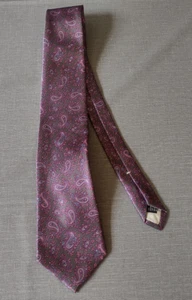GEOFFREY BEENE Neck Tie Paisley Grey/Pink/Blue - 90% Polyester/10% Silk - Picture 1 of 9