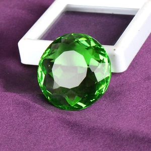Lab-Created Green Amethyst for Rings 37 Carat Loose Round Shape Unique - Picture 1 of 6