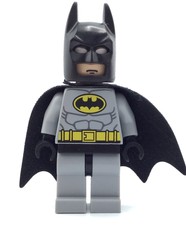 LEGO BATMAN MINIFIGURE ORIGINAL BLACK & GREY SUIT SUPER HEROES AUTHENTIC FIG
