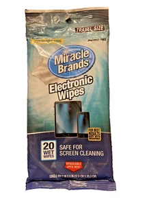 Miracle Brands Electronic Wipes 20 Wet Wipes Travel Size Safe for Screens - Picture 1 of 2