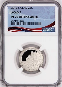 2012 S Acadia ATB Quarter 25c PF 70 Ultra Cameo NGC Slabbed Coin - Picture 1 of 4