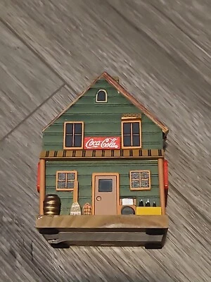 Vintage Set Of 5 '99 Coca-Cola Coasters Wooden General Store Themed Holder - Image 1 of 4