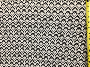Rayon Stretch Jersey Knit Fabric Hermoso geométrico Negro, gris, blanco impresión 9 oz - Imagen 1 de 4