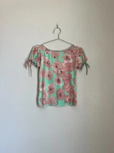 Blumarine Vintage Y2K Floral U-Boot Neck Knit Top in Mint/Pink Size US 6 - Bild 1 von 8