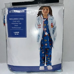 Halloween Costume Veterinarian Girls Large (12-14) New 3 Pcs Set Blue, Doctor, - Picture 1 of 6