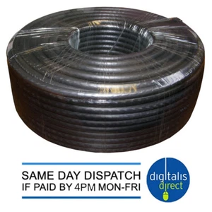 50m Black RG6 Satellite Freesat Digital TV Aerial Coax Cable Coaxial Lead 75ohm - Afbeelding 1 van 4