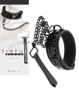 Bondage collar correa y cadena fetiche kit sexy negro restrictivo juguetes se... - Imagen 1 de 2