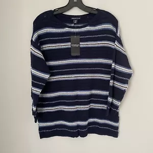 American Living Women’s Long Dolman Sleeve Round Neck Striped Sweater size M - Picture 1 of 4