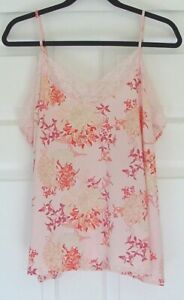 Peach Orange White Red FLORA NIKROOZ Floral Cami Camisole Tank Top Lace Soft XL