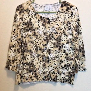 J. Jill Animal Print Cardigan Sweater Size L - Picture 1 of 5