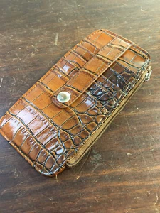 Simulated Faux Eel Skin or Leather Wallet Coin Purse, Zippered w Snaps - Picture 1 of 11