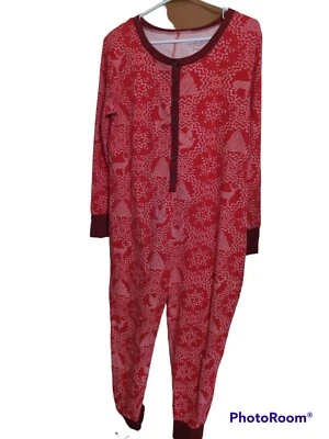 Mujer L Hogar y Mano con Magnolia 1 Pieza Pijama Rojo Navidad Invierno Estampado Foto 1 de 4