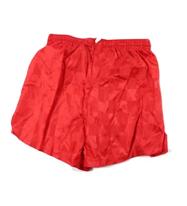 NOS Vintage 90s Youth Large Blank Checkered Nylon Running Soccer Shorts Red USA - Picture 1 of 4