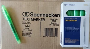 144 x Soennecken Textmarker grün in Stiftform - NEU - - Bild 1 von 2