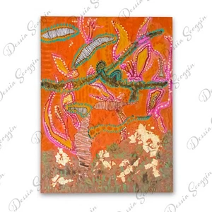 Mixed Media Abstract Original Artwork Acrylic Paint Gold Foil Birch Panel 18x24" - Picture 1 of 1