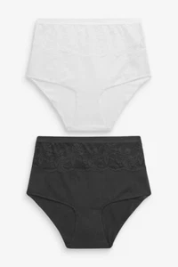 NEXT Black & White Tummy Control Shaping High Waist Knickers 2 Pack, Sz L - Picture 1 of 5