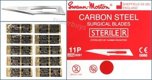 10x Swann Morton Steel No.11P Sterile Sealed Steel Surgical Scalpel Blades Sharp - Picture 1 of 3
